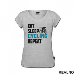 Eat, Sleep, Cycling, Repeat - Blue - Bickilovi - Bike - Majica