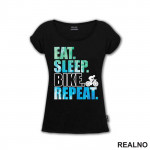 Eat, Sleep, Repeat - Blue And Green - Bickilovi - Bike - Majica