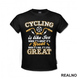 Cycling Is Like Sex - Handlebar - Bickilovi - Bike - Majica