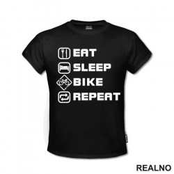 Eat, Sleep, Repeat - Tall - Bickilovi - Bike - Majica