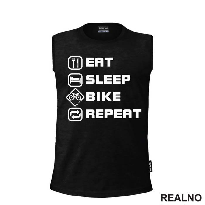 Eat, Sleep, Repeat - Tall - Bickilovi - Bike - Majica