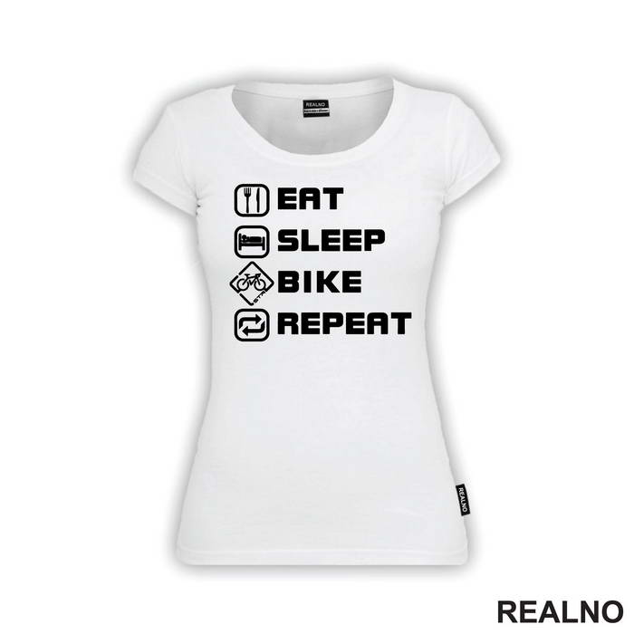 Eat, Sleep, Repeat - Tall - Bickilovi - Bike - Majica