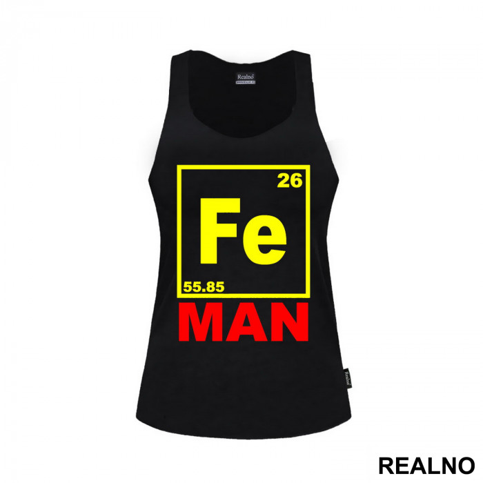 Fe - Man - Chemical Element - Red And Yellow - Iron Man - Majica