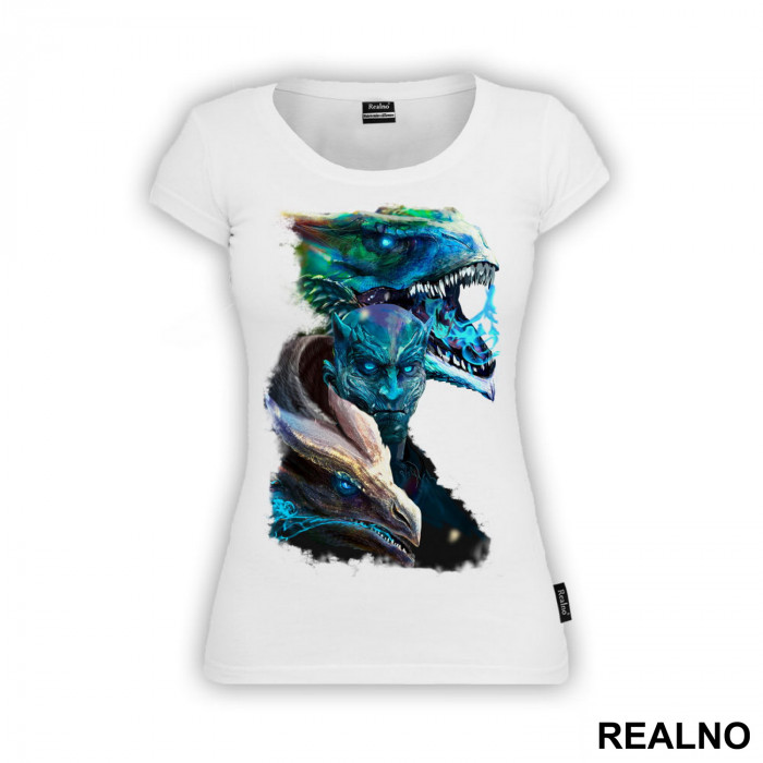 Night King And Dragons - White Walkers - Colors - Game Of Thrones - GOT - Majica
