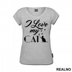 I Love My Cat - Paws Print - Mačke - Cat - Majica