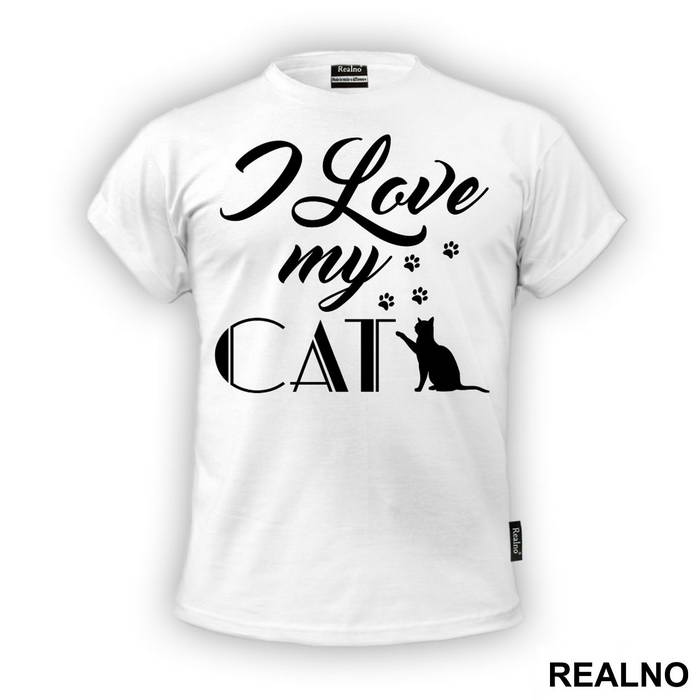 I Love My Cat - Paws Print - Mačke - Cat - Majica