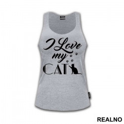 I Love My Cat - Paws Print - Mačke - Cat - Majica