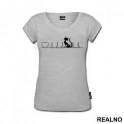 Heart Beat And A Cat - Mačke - Cat - Majica