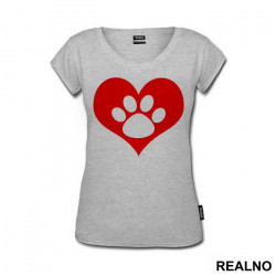 Red Heart And Paw - Pas - Dog - Majica