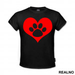 Red Heart And Paw - Pas - Dog - Majica