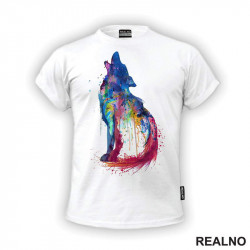 Blue And Red Wolf - Watercolor Painting - Vuk - Životinje - Majica