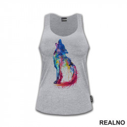 Blue And Red Wolf - Watercolor Painting - Vuk - Životinje - Majica