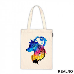 Wolf And Moon Watercolor Painting - Colors - Vuk - Životinje - Ceger