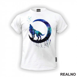 Wolf Howling At The Moon - Watercolor Painting - Vuk - Životinje - Majica