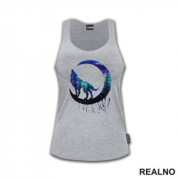 Wolf Howling At The Moon - Watercolor Painting - Vuk - Životinje - Majica