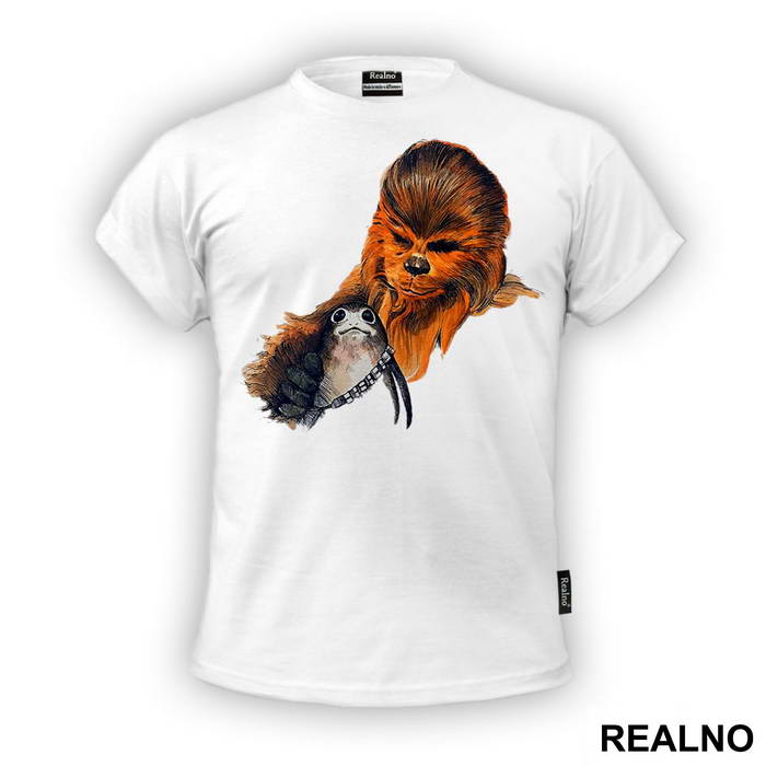 Chewbacca Petting A Porg - The Last Jedi - Star Wars - Majica