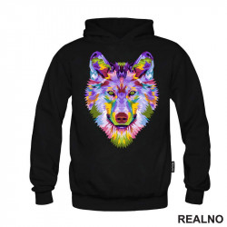 Wolf Head Portrait From Multicolored Paints - Vuk - Životinje - Duks Wolf Head Portrait From Multicolored Paints - Vuk - Životinje - Duks