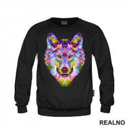 Wolf Head Portrait From Multicolored Paints - Vuk - Životinje - Duks Wolf Head Portrait From Multicolored Paints - Vuk - Životinje - Duks