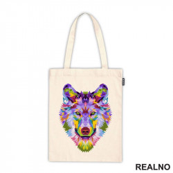 Wolf Head Portrait From Multicolored Paints - Vuk - Životinje - Ceger