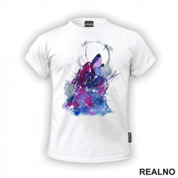 Blue And Pink Wolf -  Watercolor Painting - Vuk - Životinje - Majica