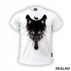 Stag At The Wolf Head - Vuk - Životinje - Majica