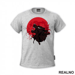 Angry Wolf Howling At The Red Moon Painting - Vuk - Životinje - Majica