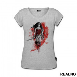 Drawing - Red Background - Wonder Woman - Majica