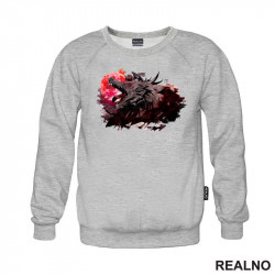 Angry Wolf Howling At The Moon - Painting - Vuk - Životinje - Duks