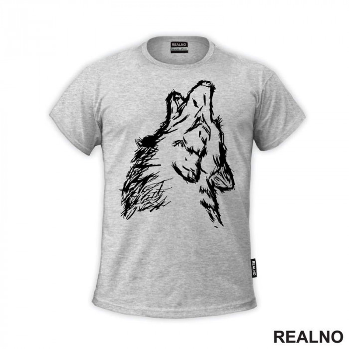 Wolf Howling - Illustration - Vuk - Životinje - Majica