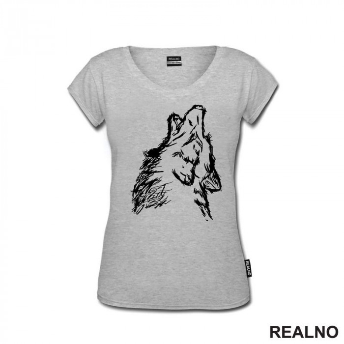 Wolf Howling - Illustration - Vuk - Životinje - Majica