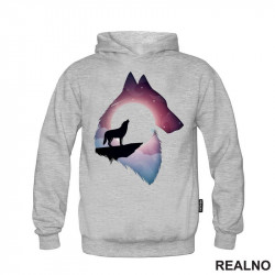 Silhuette Wolf Of Moon - Vuk - Životinje - Duks