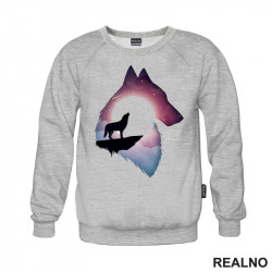 Silhuette Wolf Of Moon - Vuk - Životinje - Duks