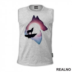 Silhuette Wolf Of Moon - Vuk - Životinje - Majica