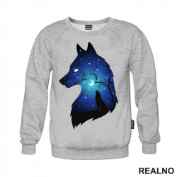 Silhuette Of Wolf Moon And Stars - Vuk - Životinje - Duks