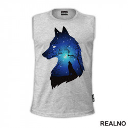 Silhuette Of Wolf Moon And Stars - Vuk - Životinje - Majica