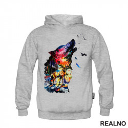 Colored Silhuette Wolf With Stag - Vuk - Životinje - Duks