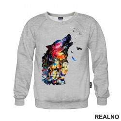 Colored Silhuette Wolf With Stag - Vuk - Životinje - Duks