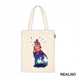 Colored Silhuette Of A Wolf And A Mountain - Vuk - Životinje - Ceger