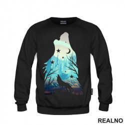 Colored Silhuette Of A Wolf Howling At The Moon In The Forest - Vuk - Životinje - Duks