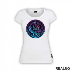 Purple And Blue Wolf Head - Vuk - Životinje - Majica