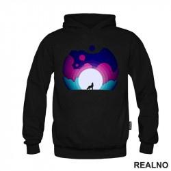 Silhuette Of A Wolf Howling At The Full Moon - Vuk - Životinje - Duks