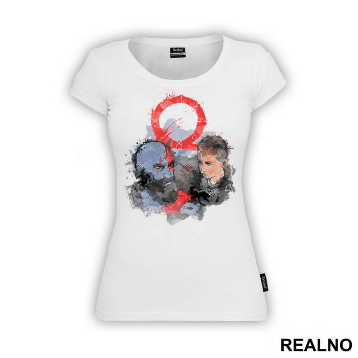 Watercolor Portair of father and son - God Of War - Majica