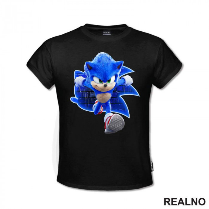 OUTLET - Crna dečija majica veličine 12 - Sonic