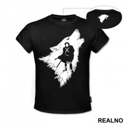 Jon Snow And Ghost - White Dire Wolf - Game Of Thrones - GOT - Majica
