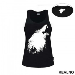 Jon Snow, Forest And Ghost - Shape Of A White Dire Wolf - Game Of Thrones - GOT - Majica