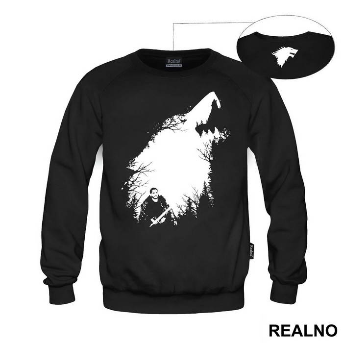 Jon Snow, Forest And Ghost - Shape Of A White Dire Wolf - Game Of Thrones - GOT - Duks