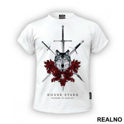 House Stark - Winter Is Coming - Wolf And Red Leafs - Game Of Thrones - GOT - Majica