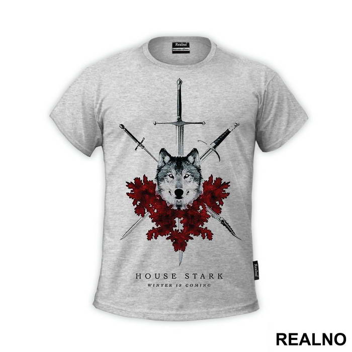 House Stark - Winter Is Coming - Wolf And Red Leafs - Game Of Thrones - GOT - Majica