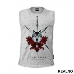 House Stark - Winter Is Coming - Wolf And Red Leafs - Game Of Thrones - GOT - Majica