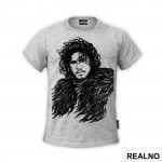 Jon Snow - Black Drawing - Game Of Thrones - GOT - Majica